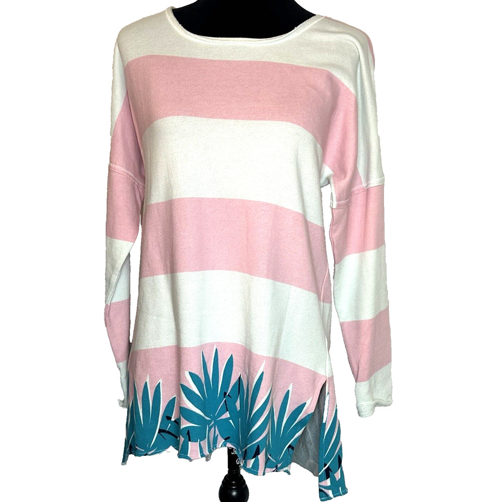 Crown & Ivy Misses Small Relaxed Fit Distressed Hi-Lo Long-Sleeve Pullover Top